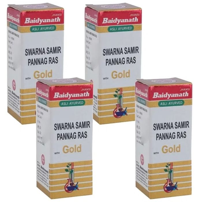 Baidyanath (Jhansi) Swarna Samir Pannag Ras with Gold Powder (1gm Each) - Classic Derma
