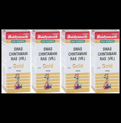 Baidyanath (Jhansi) Swas Chintamani Ras (Vr.) with Gold Pearl (10 Each) - Classic Derma