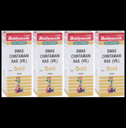 Baidyanath (Jhansi) Swas Chintamani Ras (Vr.) with Gold Pearl (10 Each) - Classic Derma