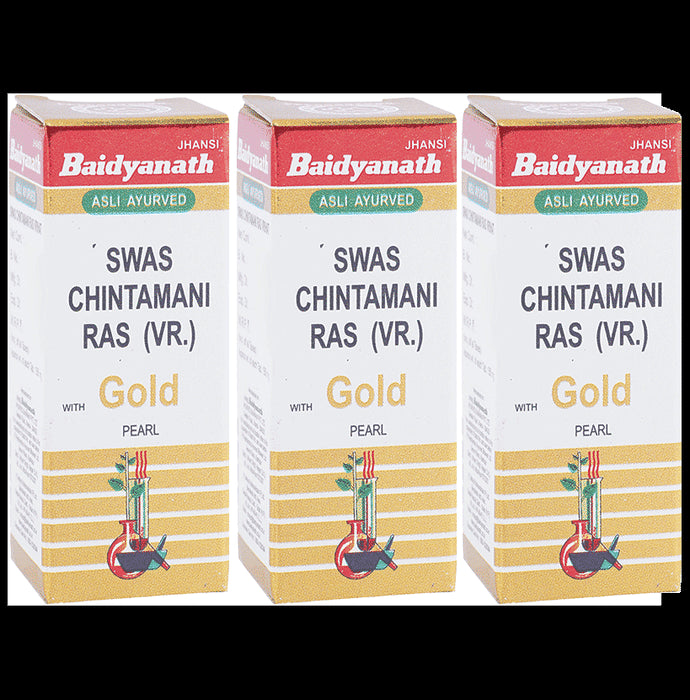 Baidyanath (Jhansi) Swas Chintamani Ras (Vr.) with Gold Pearl (25 Each) - Classic Derma