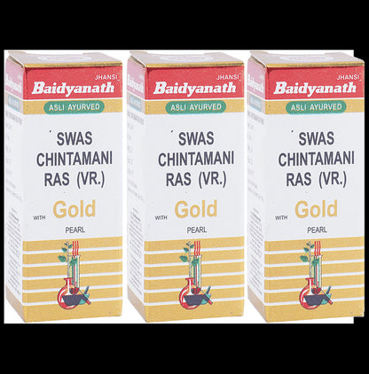 Baidyanath (Jhansi) Swas Chintamani Ras (Vr.) with Gold Pearl (25 Each) - Classic Derma