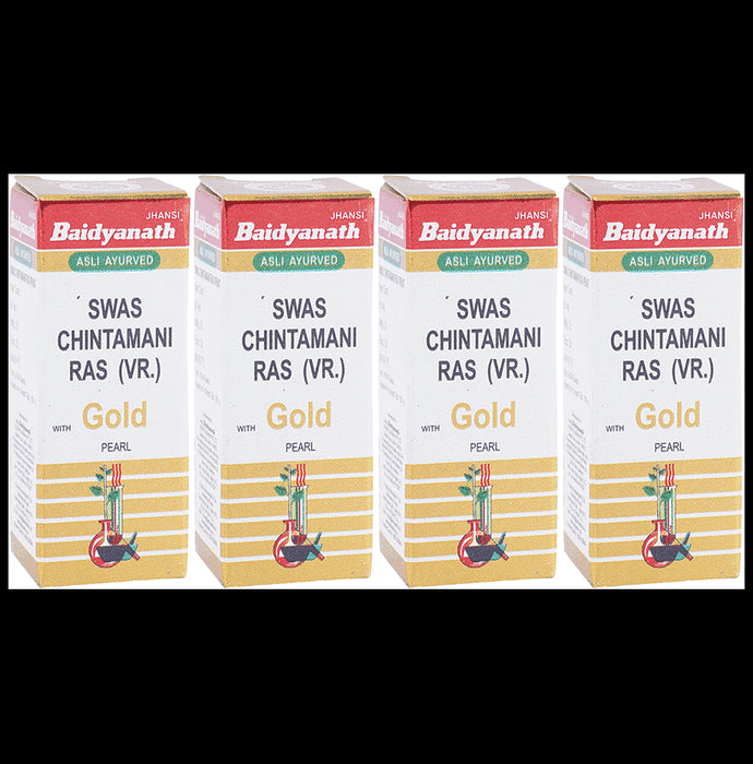 Baidyanath (Jhansi) Swas Chintamani Ras (Vr.) with Gold Pearl (25 Each) - Classic Derma