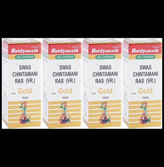 Baidyanath (Jhansi) Swas Chintamani Ras (Vr.) with Gold Pearl (25 Each) - Classic Derma