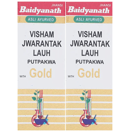 Baidyanath (Jhansi) Visham Jwarantak Lauh Putpakwa with Gold Tablet (10 Each) - Classic Derma