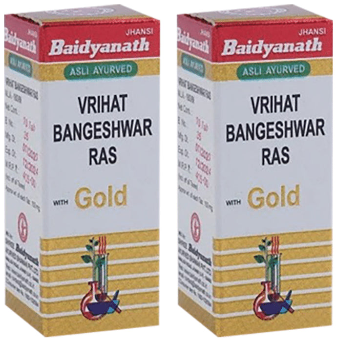 Baidyanath (Jhansi) Vrihat Bangeshwar Ras Tablet with Gold (25 Each) - Classic Derma