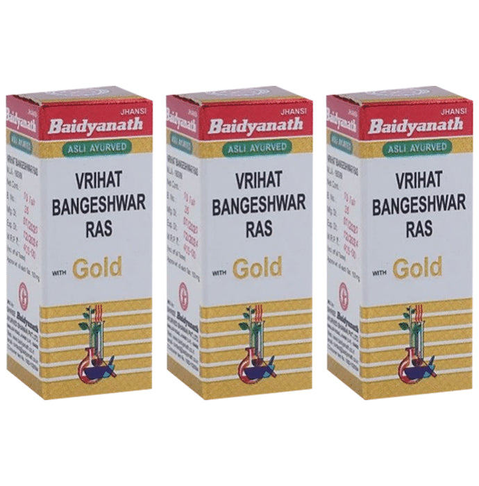 Baidyanath (Jhansi) Vrihat Bangeshwar Ras Tablet with Gold (25 Each) - Classic Derma