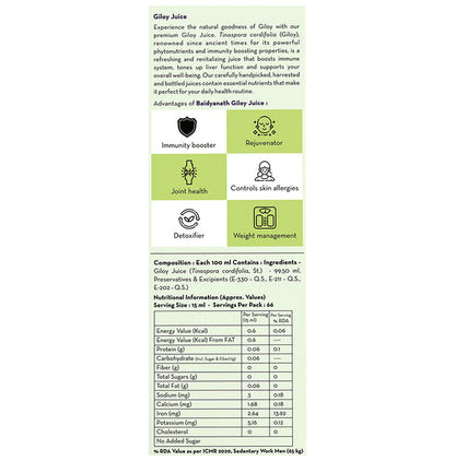 Baidyanath (Nagpur) Giloy Juice for Immunity | Safe for Diabetics with No Added Sugar