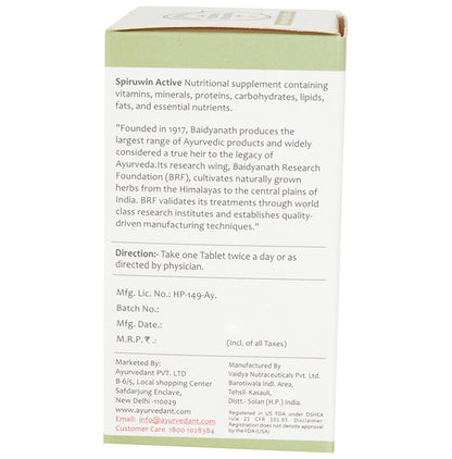Baidyanath Ayurvedant Spiruwin Active Tablet