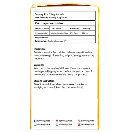 BodyWell Ashwagandha Veg Capsule