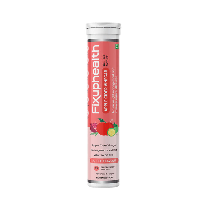 Combo Pack of Fixuphealth Apple Cider Vinegar Effervescent Tablet with the Mother Apple (15) & Fixuphealth Calcium 500mg & Vitamin D3 Effervescent Tablet Orange (20)