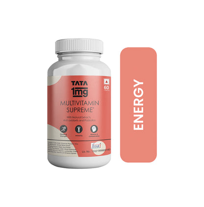 Combo Pack of Tata 1mg Salmon Omega 3 Fish Oil Capsule & Tata 1mg Multivitamin Supreme, Zinc, Calcium and Vitamin D Capsule (60 Each)