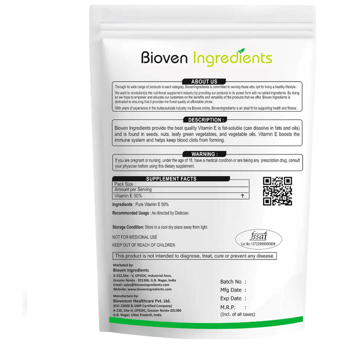 Bioven Ingredients Vitamin E 50% Powder