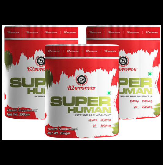 B2 Nutrition Super Human Intense Pre-Workout Powder (250gm Each) Mango - Classic Derma
