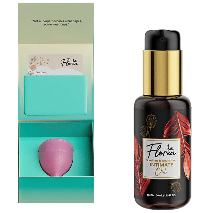 Floren Combo Pack of Intimate Oil (50ml) & Menstrual Cup Tiny - Classic Derma
