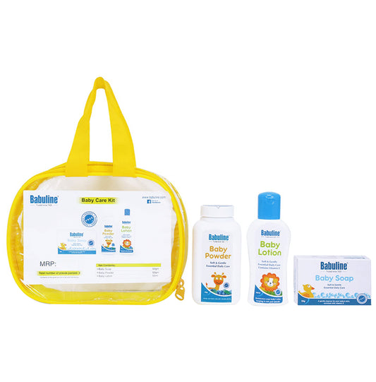 Babuline Baby Care Kit | Baby Powder, Baby Lotion & Baby Soap | Newborn Baby Skin Care Kit | Baby First Gift Combo Set Bag - Classic Derma