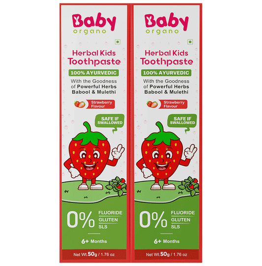 Baby Organo 6M+ Herbal Kids Toothpaste (50gm Each) Strawberry - Classic Derma
