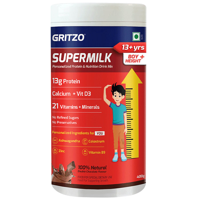 Gritzo SuperMilk Daily Nutrition 13+ Yrs Boy Height+ Double Chocolate - Classic Derma