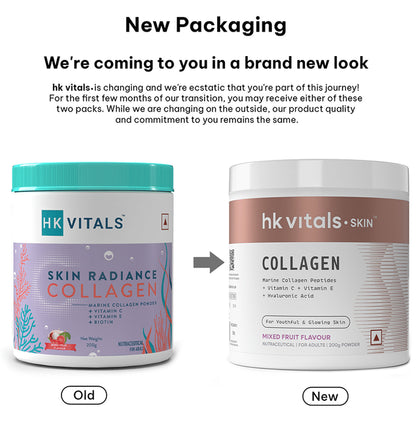Healthkart HK Vitals Skin Radiance Skin Collagen | Powder with Vitamin C, E & Biotin | Powder Mixed Fruit