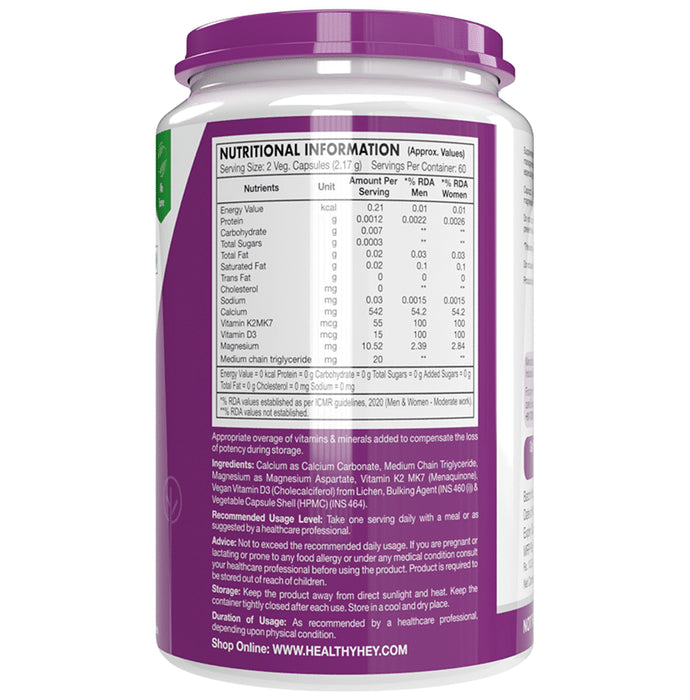 HealthyHey Nutrition Bonemax with Calcium, Magnesium, Vit D3 & K2-7 | For Bone Health | Capsule