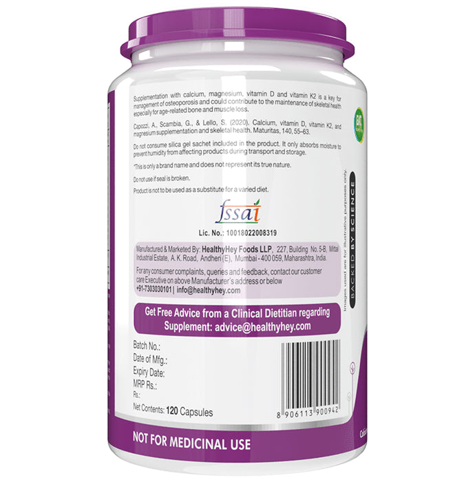 HealthyHey Nutrition Bonemax with Calcium, Magnesium, Vit D3 & K2-7 | For Bone Health | Capsule