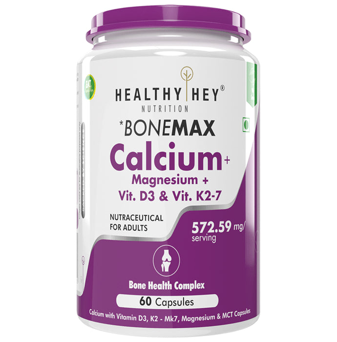HealthyHey Nutrition Bonemax with Calcium, Magnesium, Vit D3 & K2-7 | For Bone Health | Capsule - Classic Derma