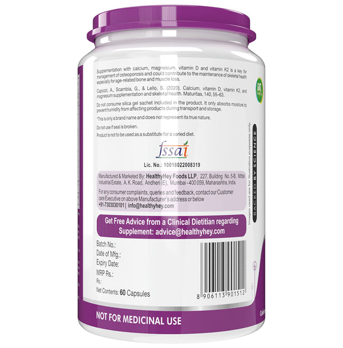 HealthyHey Nutrition Bonemax with Calcium, Magnesium, Vit D3 & K2-7 | For Bone Health | Capsule