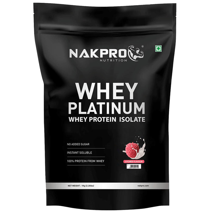 Nakpro Nutrition Whey Platinum Protein Isolate for Muscle Recovery | Flavour Powder Lychee - Classic Derma
