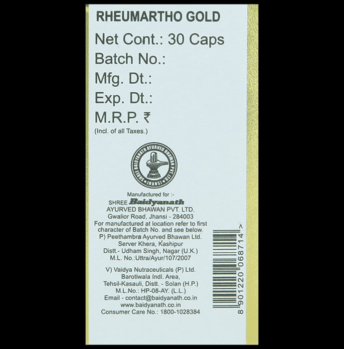 Baidyanath (Jhansi) Rheumartho Gold Pure Gold Capsule (30 Each))