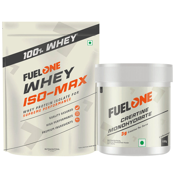 Fuel One Whey Iso-Max, Whey Protein Isolate 1 Kg & Creatine Monohydrate 100g - Classic Derma