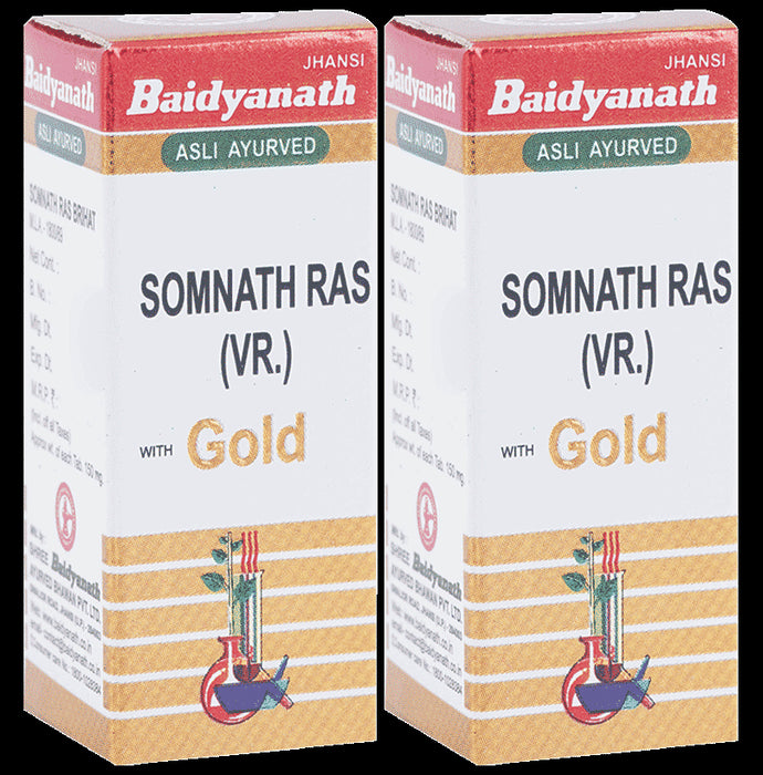 Baidyanath (Jhansi) Somnath Ras (Vr.) with Gold (10 Each) - Classic Derma
