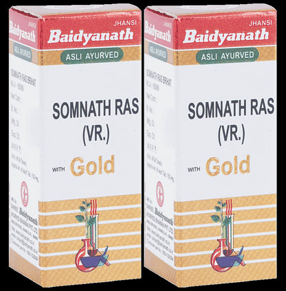 Baidyanath (Jhansi) Somnath Ras (Vr.) with Gold (10 Each) - Classic Derma