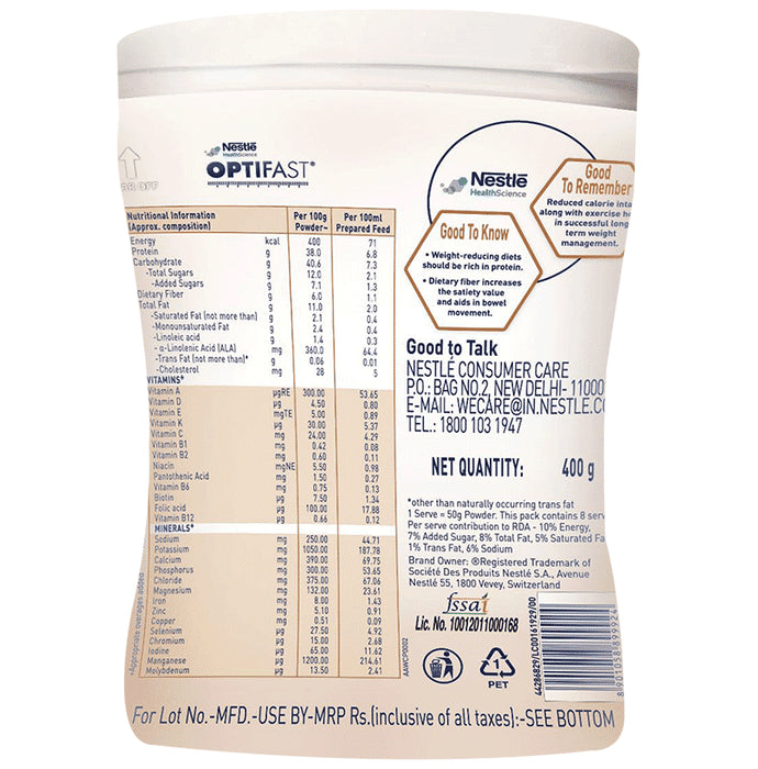 Nestle Optifast with Protein, Fibre, Vitamins & Minerals for Weight Management | Flavour Chocolate