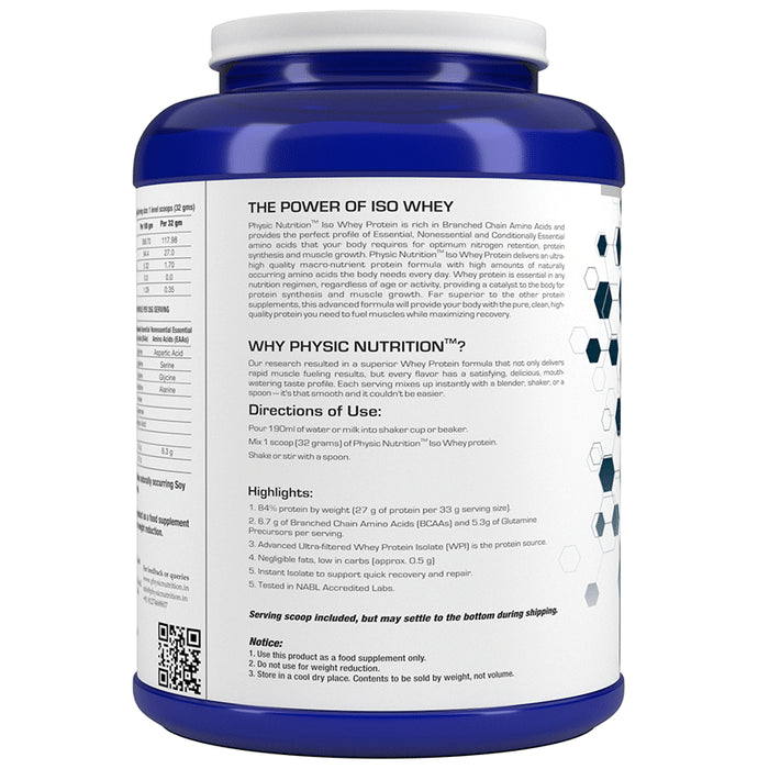 Physic Nutrition Iso Whey Powder Kesar Pista