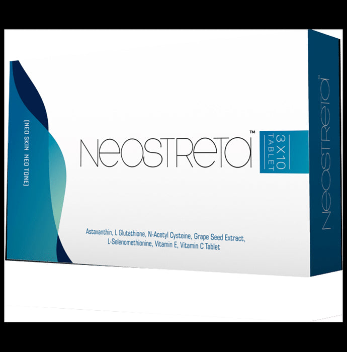 Neostreta Tablet with Astaxanthin, Glutathione, NAC & Grape Seed Extract - Classic Derma