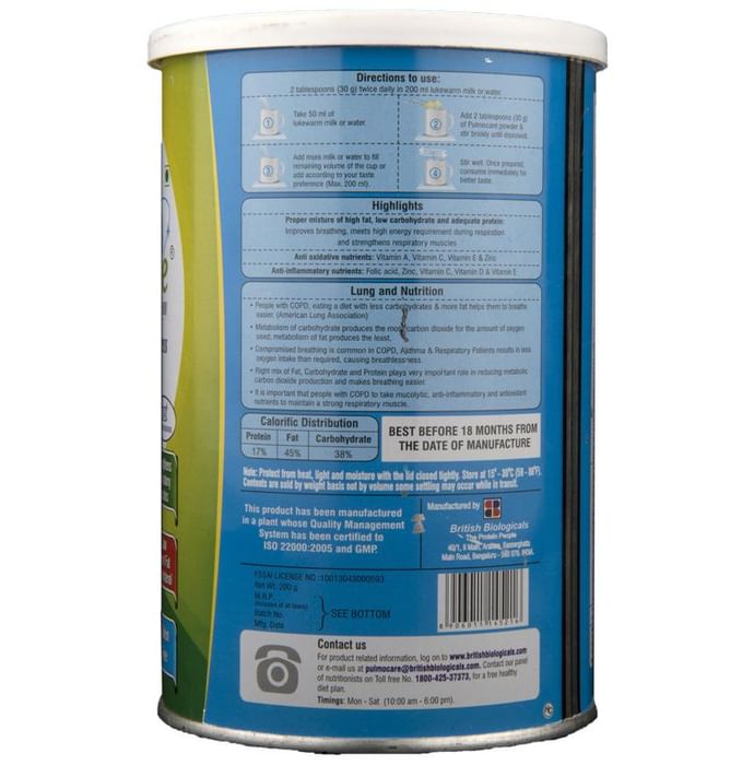 Pulmocare Powder with Vitamins, Minerals & NAC for Respiratory & Lung Health | Flavour Strawberry