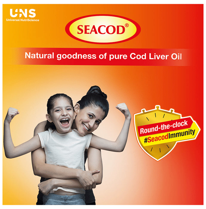 Seacod Cod Fish Liver Oil Softgel Capsules With Natural Omega 3, Natural EPA & DHA |Vitamin D & A | For Immune Health, Healthy Heart, Brain, Eyes, Joints & Muscles