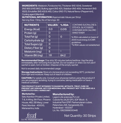 Setu Sleep: Restore Orally-Dissolving Strips (30 Each)