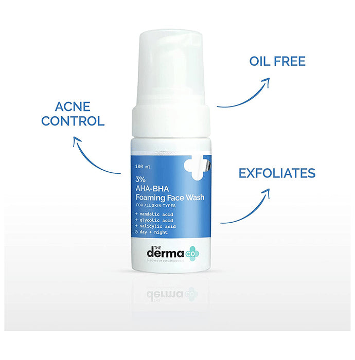 The Derma Co 3% AHA BHA Foaming Face Wash | For All Skin Types