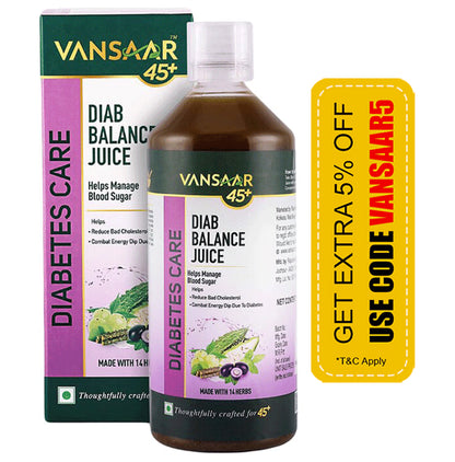 Vansaar 45+ Diab Balance Juice for Diabetes Care, Lowers Blood Sugar Levels Naturally Juice - Classic Derma