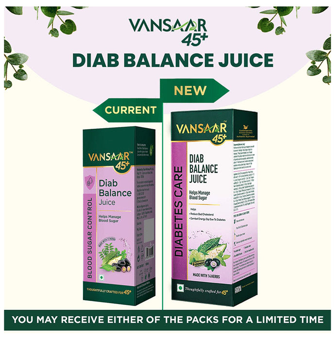 Vansaar 45+ Diab Balance Juice for Diabetes Care, Lowers Blood Sugar Levels Naturally Juice