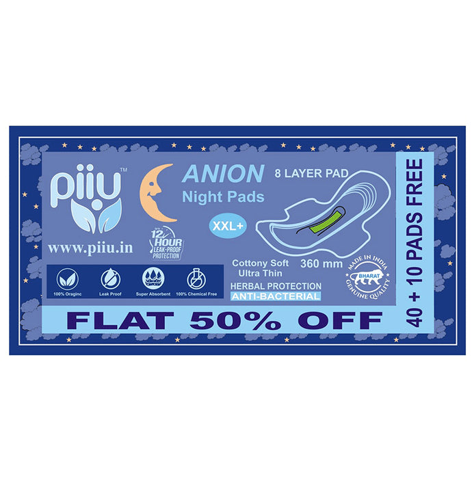 Piiu Anion Night Pad XXL+ (40 Each) with 10 Pad Free - Classic Derma