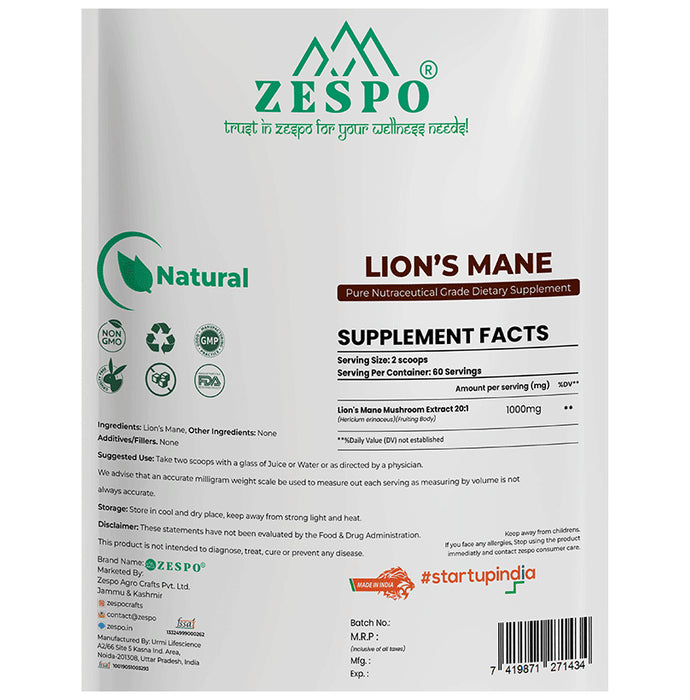 Zespo Lion's Mane Mushroom Powder