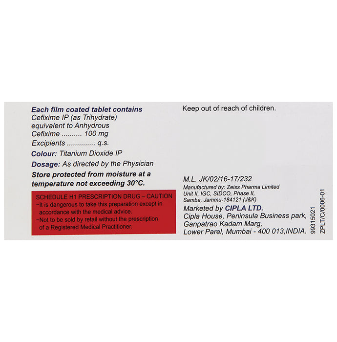 Cefix 100 Tablet
