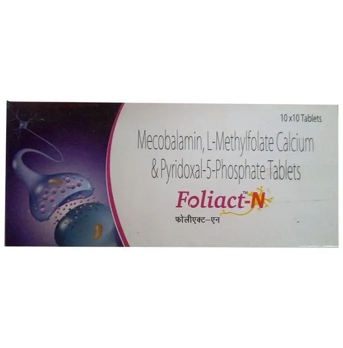 Foliact-N Tablet with Mecobalamin, L-Methylfolate Calcium & Pyridoxal-5-Phosphate - Classic Derma 