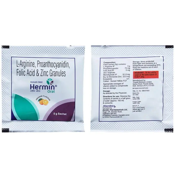 Hermin Orange Sugar Free Oral Sachet - Classic Derma 