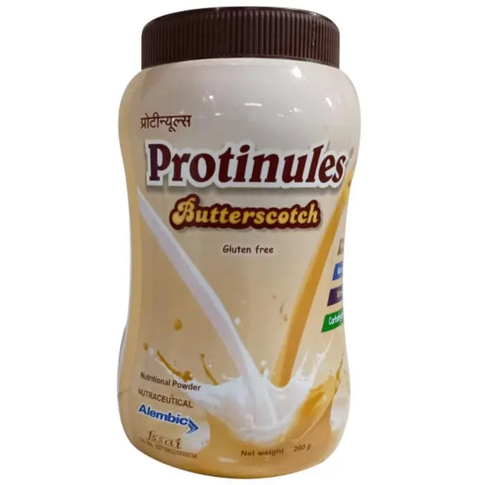 Protinules Powder with Whey Protein, DHA, Vitamins & Minerals | Flavour Butterscotch Gluten Free - Classic Derma 