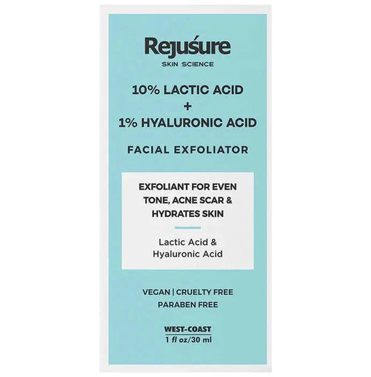 Rejusure 10% Lactic Acid + 1% Hyaluronic Acid Facial Exfoliator - Classic Derma 