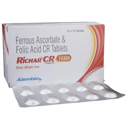 Richar CR 100 Tablet with Ferrous Ascorbate & Folic Acid - Classic Derma 